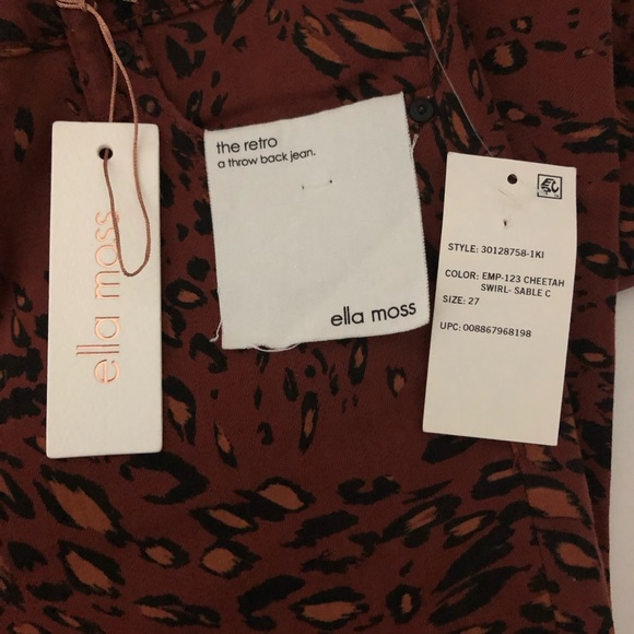 NWT Ella Moss The Retro Sable Cheetah Print Swirl Women’s Size 27 Pants - Picture 6 of 10